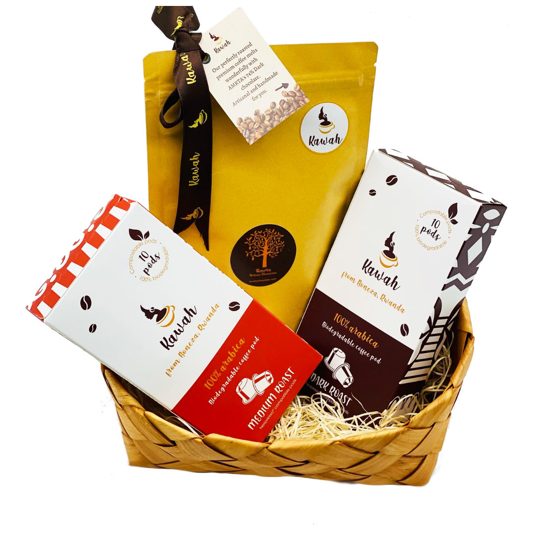 Gift basket with our signature Espresso 74 chocolate bark